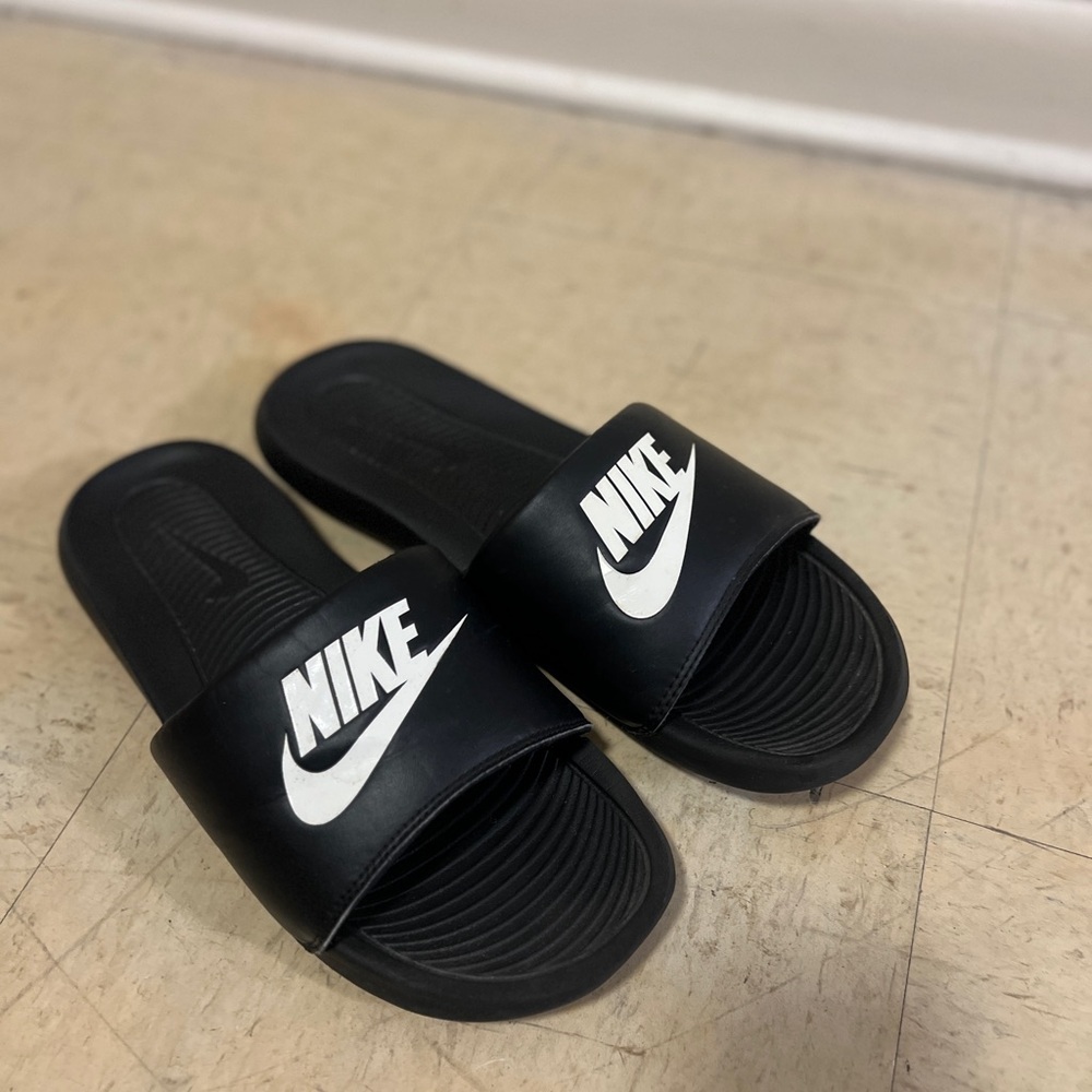 Nike Black and White Slide Sandals